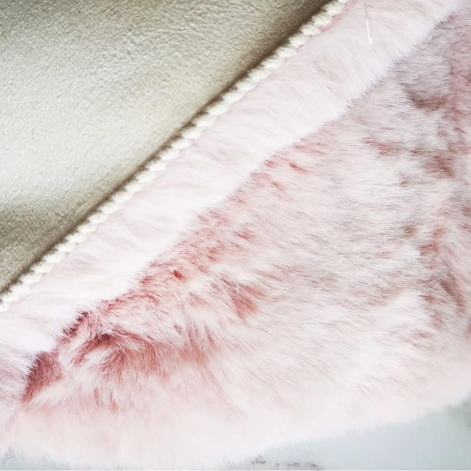 Ghouse Faux Rabbit Fur Round Rug 6ft Pink Round Rugs - Image 7