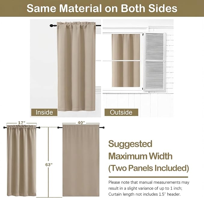 OVZME Blackout Curtains for Bedroom 63 Inch Length 2 Panels, Protect Privacy - Image 2