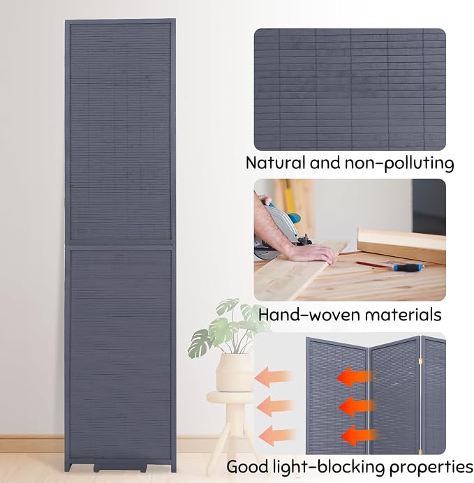 Bamboo Room Divider Folding Privacy Screens, Wall Divider - Image 4