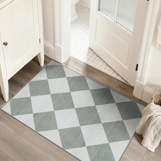 Beeiva Checkered Print Indoor Door Mats - Image 5