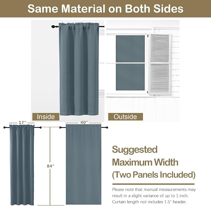 OVZME Stone Blue Blackout Curtains - Image 2