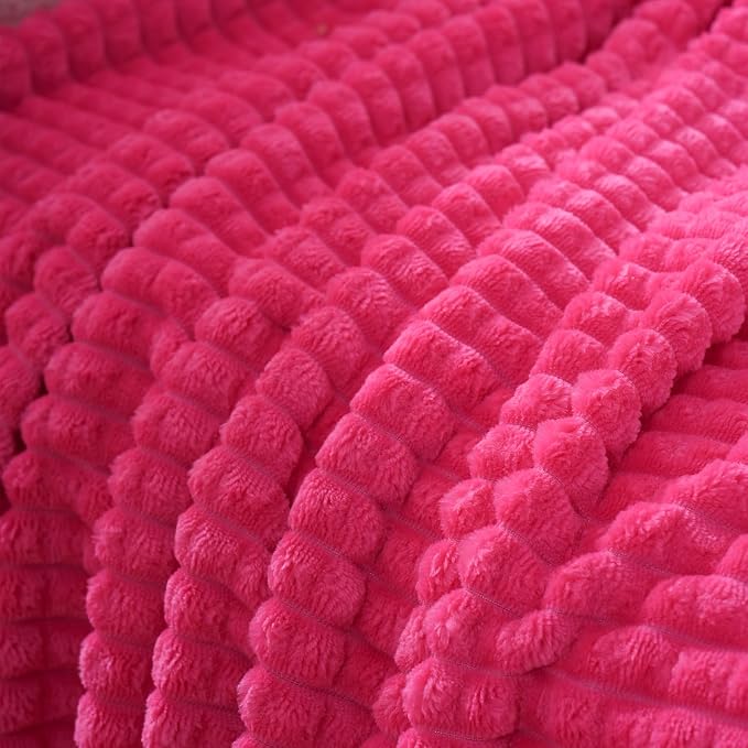 Puncuntex Flannel Fleece Throw Blanket Hot Pink 50"×60", Super Soft Plush Cozy - Image 7