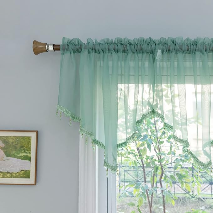 PearAge Beaded Sheer Valance Curtains by PearAge