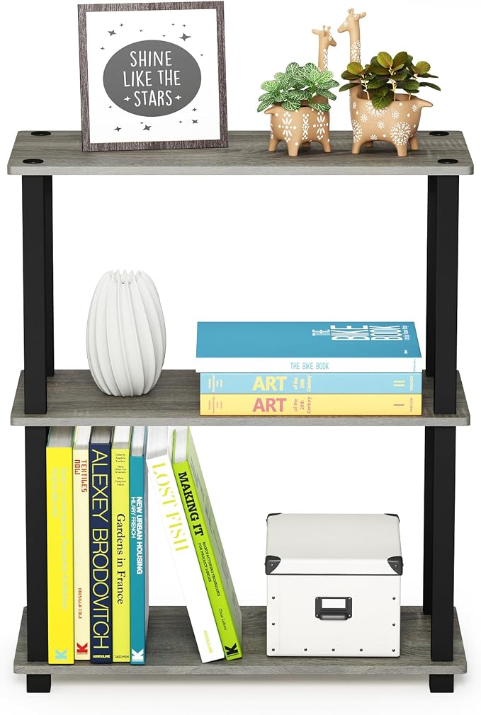 Furinno TURN-S-TUBE Storage Shelves, 3-Tier Book Shelf, Corner Shelf, Toolless - Image 4