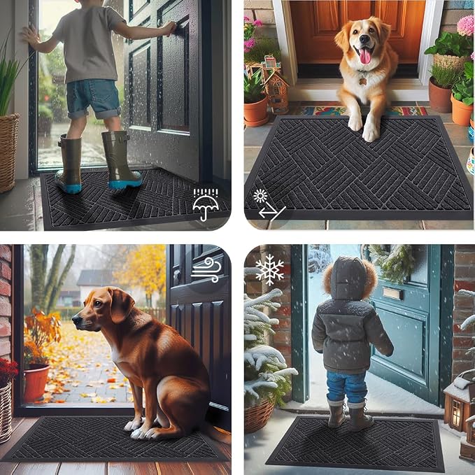 Smiry Front Door Mat Outside Entrance, Heavy Duty Outdoor Indoor Mat, Natural - Image 8