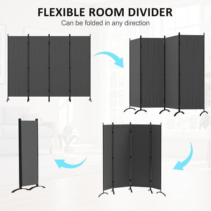 Room Divider 4 Panel Folding Screen Portable Wall - Image 2
