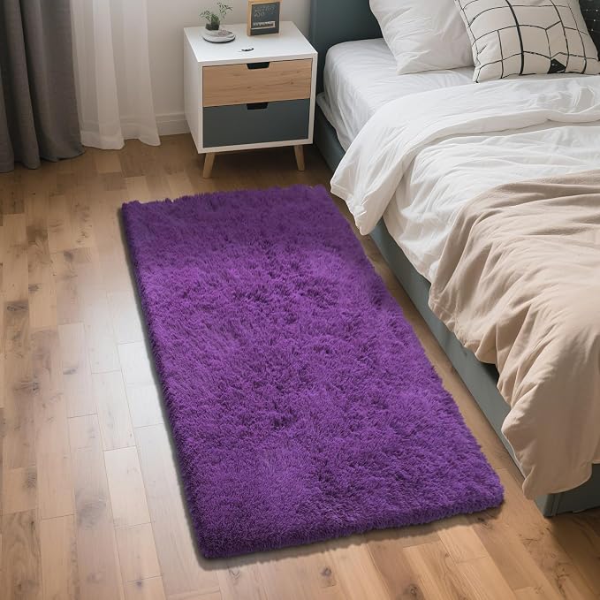 Purple Fluffy Rug Shaggy Area Rug, 2x4 Area Rugs by Yongyangjuxi