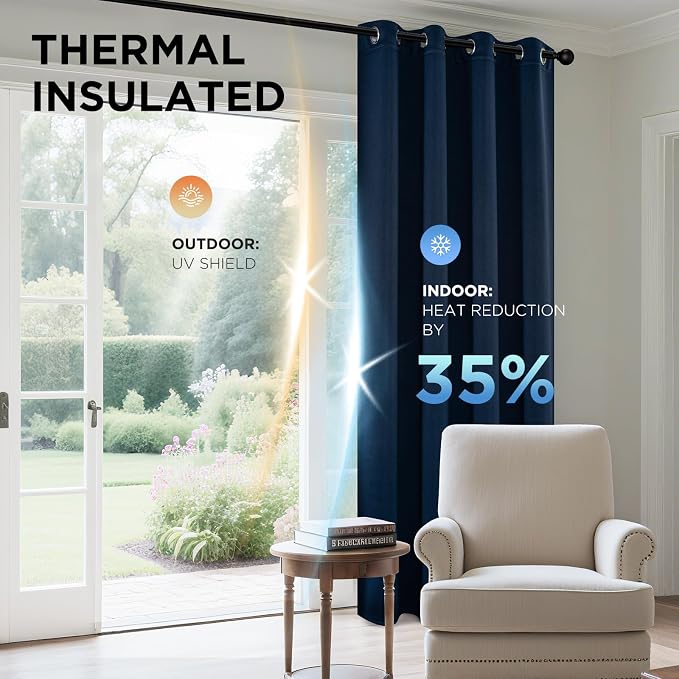 Joydeco Blackout Curtains 90 inch Long 2 Panels Set, Thermal Insulated Long - Image 4