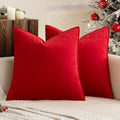 MIULEE Bright Red Velvet Throw Pillow Covers 18x18 Soft Decorative Solid Square by MIULEE