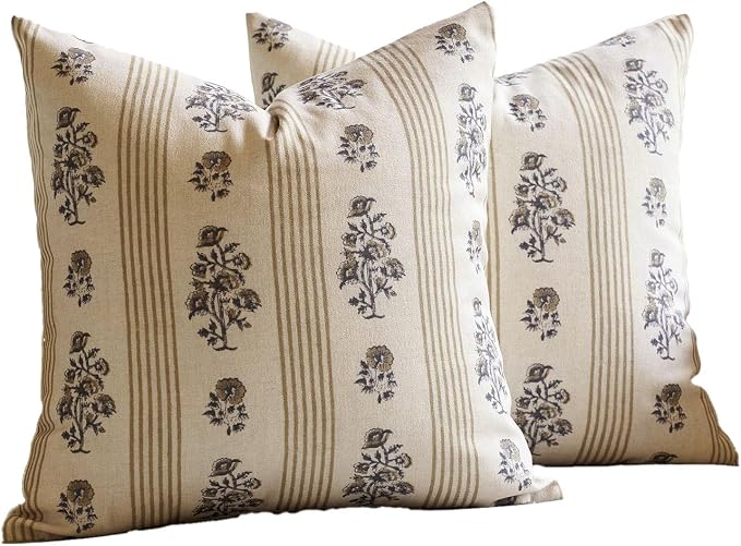 Amor Virisso Floral Throw Pillow Covers 24x24 Set of 2 Block Print Pillow - Image 8