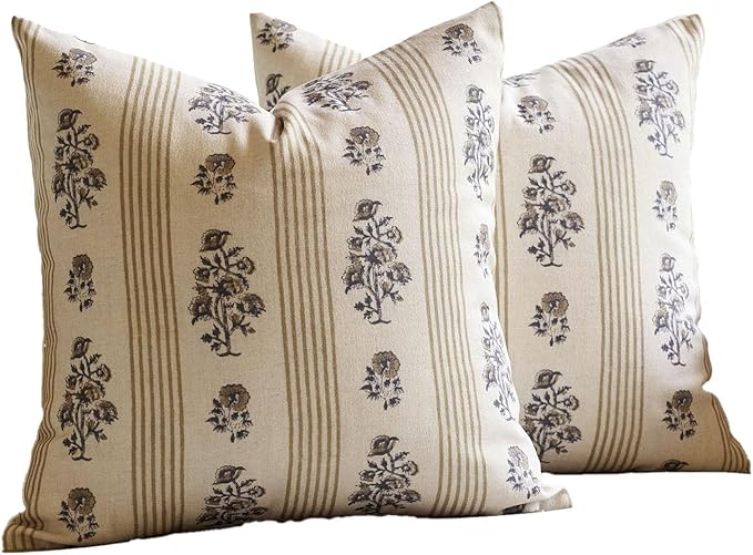 Amor Virisso Floral Throw Pillow Covers 18x18 Set of 2 Block Print Pillow - Image 8