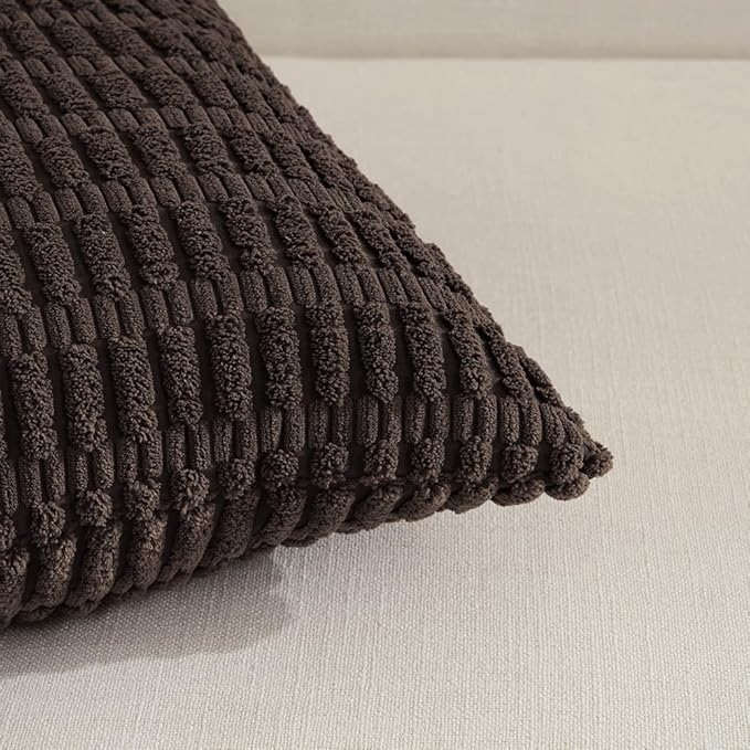 Fancy Homi 4 Packs Boho Dark Brown Decorative Throw Pillow Covers 24x24 Inch - Image 3