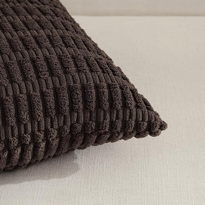 Fancy Homi 4 Packs Boho Dark Brown Decorative Throw Pillow Covers 26x26 Inch - Image 3