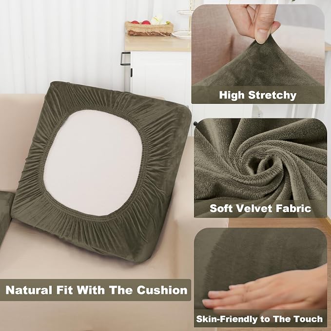 NAISI Couch Cushion Covers 1 Piece Velvet Stretch Sofa Seat Covers or Backrest - Image 3