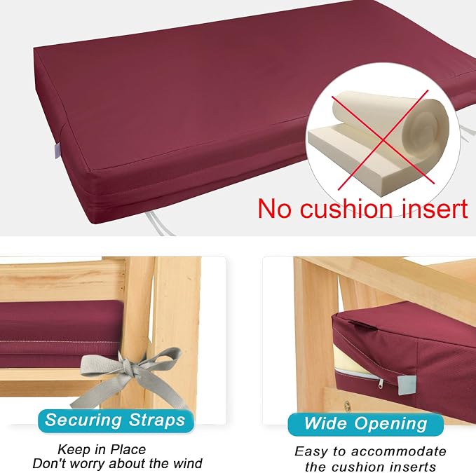 NettyPro Patio Bench Swing Cushion Cover, Outdoor Furniture Cushion Covers - Image 4