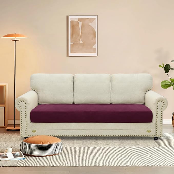 MAXIJIN Velvet Stretch Couch Cushion Covers Soft Sofa Cushion Cover Replacement - Image 2
