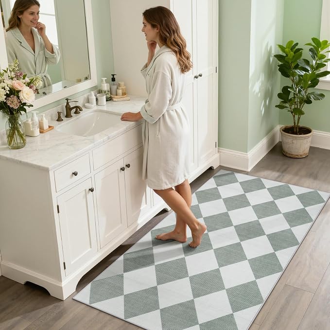 Beeiva Checkered Print 3x5 Washable Rug - Image 2