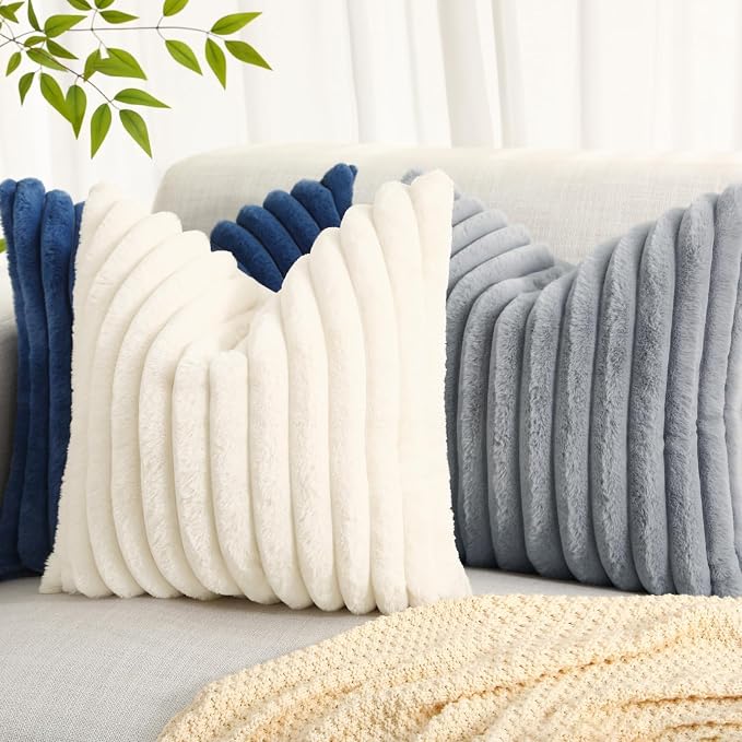 decorUhome Cozy Faux Fur Throw Pillow Covers 26x26 Set of 2 Decorative Soft - Image 6