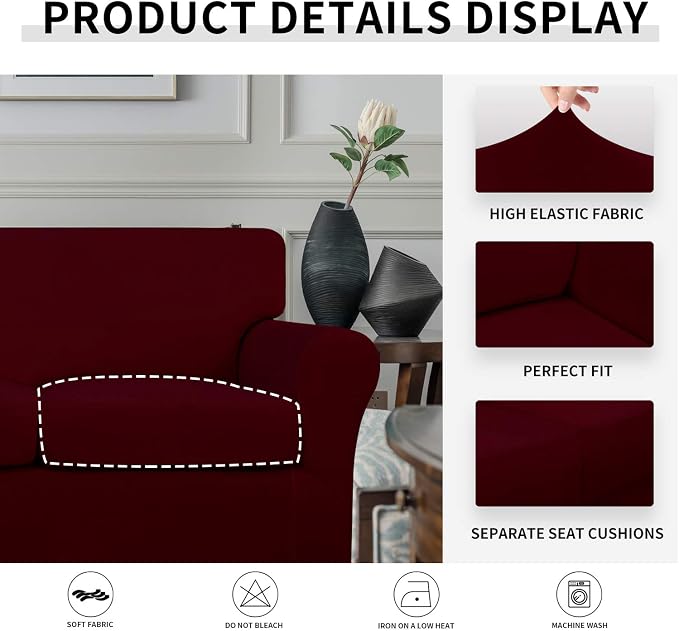 Easy-Going 4 Pieces Stretch Soft Couch Cover - Image 6