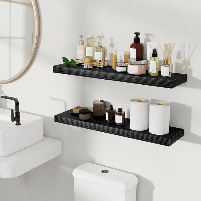 Fun Memories Floating Shelves for Wall, Rustic Wood Wall Mounted Shelves for - Image 2
