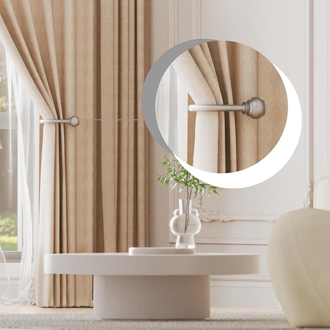 Hion Curtain Holdbacks Silver 4pcs, Curtain Tiebacks Wall Mounted Curtain Hooks - Image 4