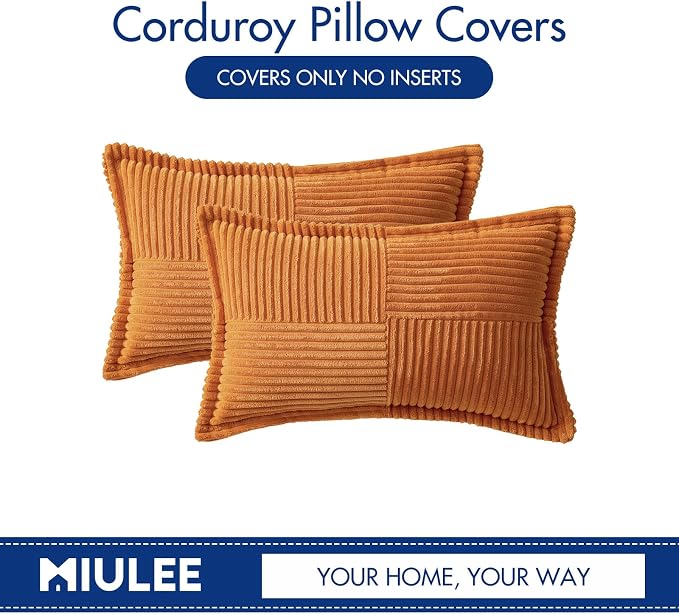 MIULEE Burnt Orange Decorative Lumbar Throw Pillow Covers - Image 6