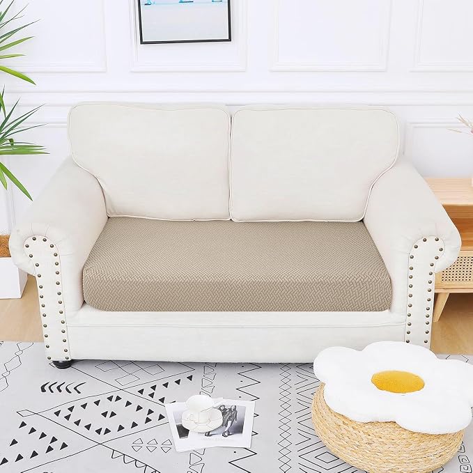 Smiry Waterproof Couch Cushion Covers, Stretch Jacquard Thick Sofa Cushion - Image 5