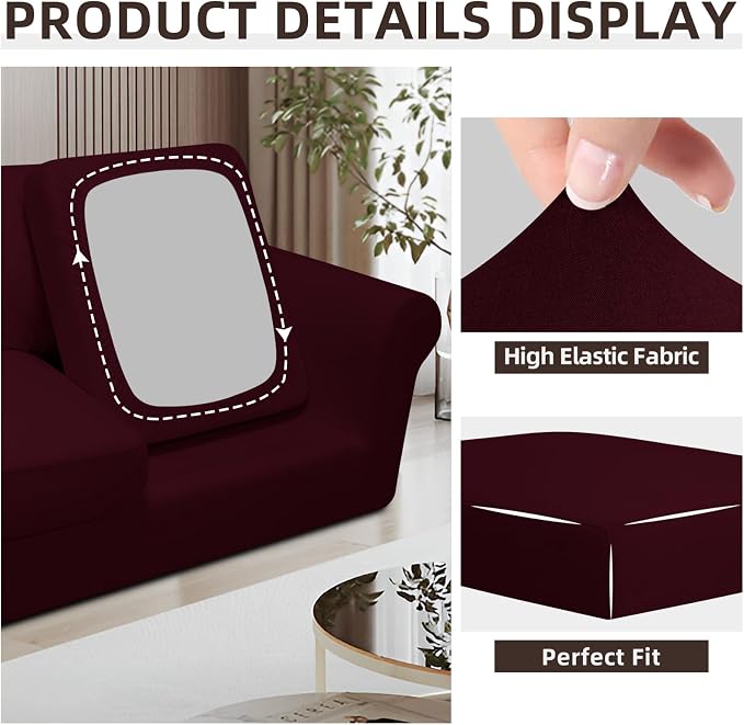 Easy-Going 3 Pieces Stretch Chair Cover Washable Chair Slipcover Set - Image 6