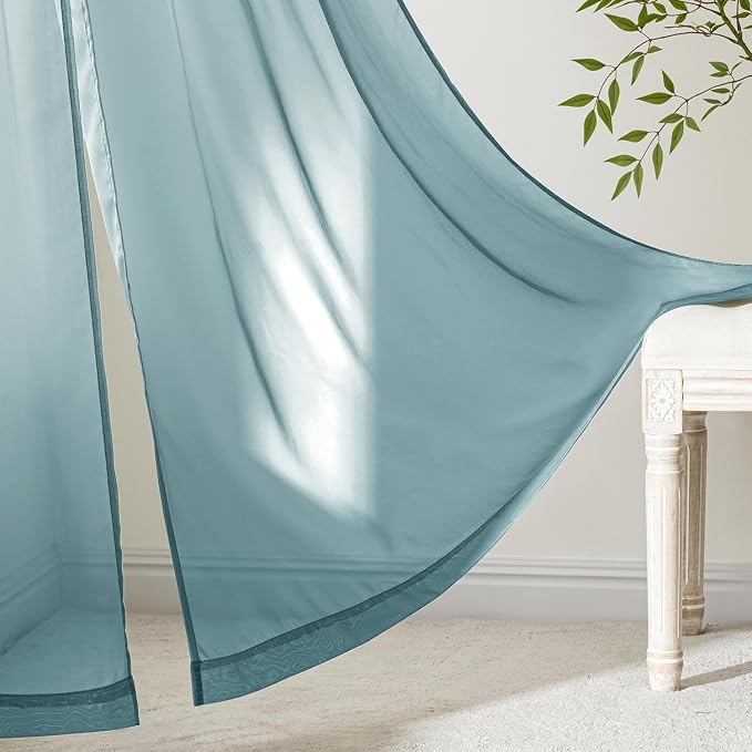 MIULEE Dusty Blue Sheer Curtains 72 Inches Long, 4 Panels Set, Light Filtering - Image 6