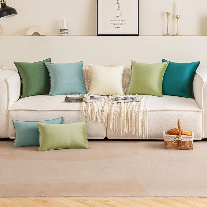 MIULEE Moss Green Velvet Throw Pillow Covers 24x24 Soft Decorative Solid Square - Image 9