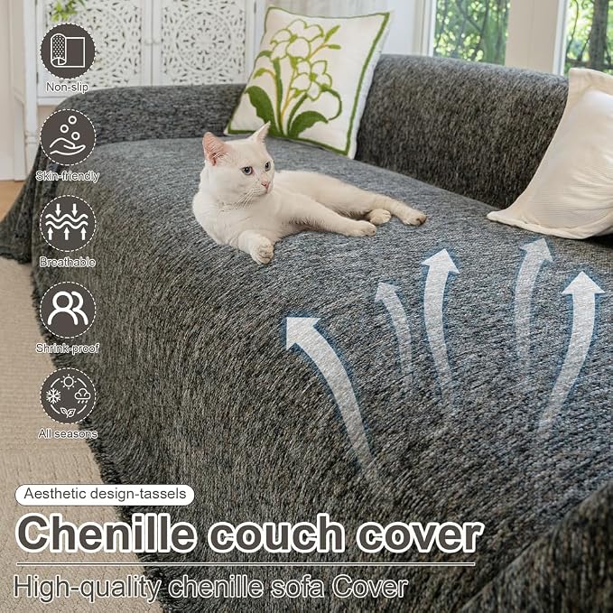 ROOMLIFE Gray Couch Cover Boho Sofa Covers - Image 2