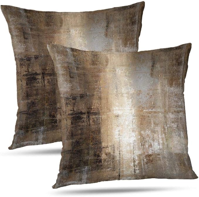 Taupe Abstract Art Artwork Pillow Cover, Gallery Modern Decorative Throw by Alricc