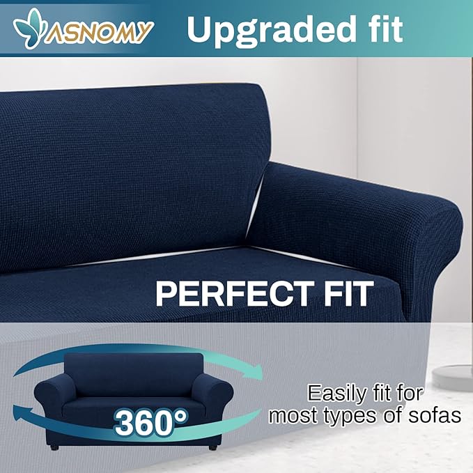 Asnomy Sofa Covers for 2 Cushion Couch Stretch loveseat Covers Slipcovers - Image 5