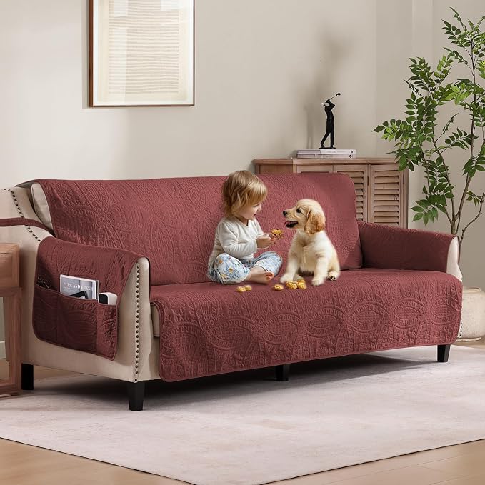 Quilted Grand Sofa Covers Washable, Couch Cover by Pamhaven