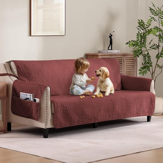 Soft Quilted Couch Cover with Pockets by Pamhaven