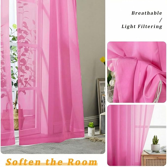 Gwine Sheer Curtains for Living Room 45 inch Length - Image 5