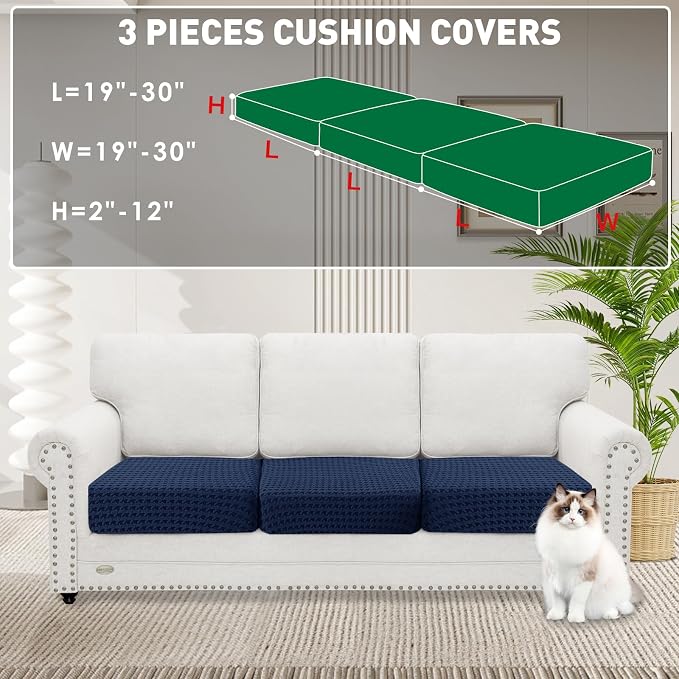 MAXIJIN Couch Cushion Covers for Sectional Sofa, Stretch Sofa Cushion Cover - Image 2