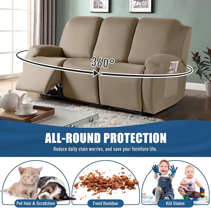 TAOCOCO Stretch Recliner Sofa Covers 3 Pieces Couch Covers - Image 4