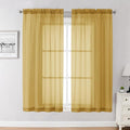 Chyhomenyc Gold Sheer Curtains 63 Inches Long 2 Panels, Light Filtering Bright by Chyhomenyc