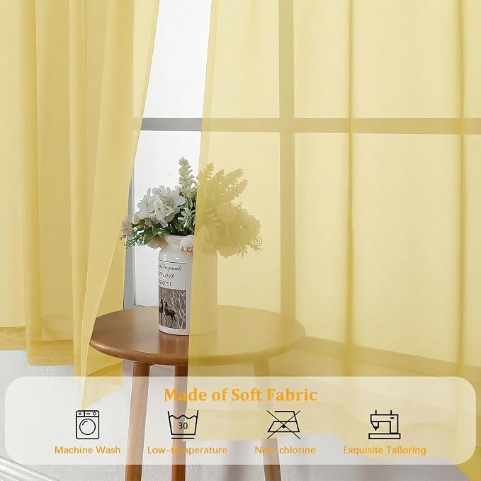 Gwine Sheer Curtains for Living Room 45 inch Length - Image 8