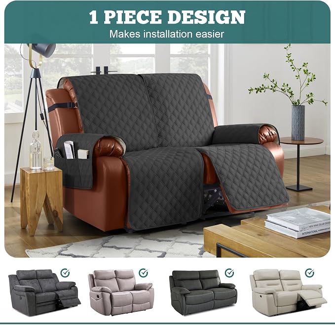 Ruaozz Waterproof Recliner Sofa Covers, 1-Piece Reclining Couch Covers Non-Slip - Image 3
