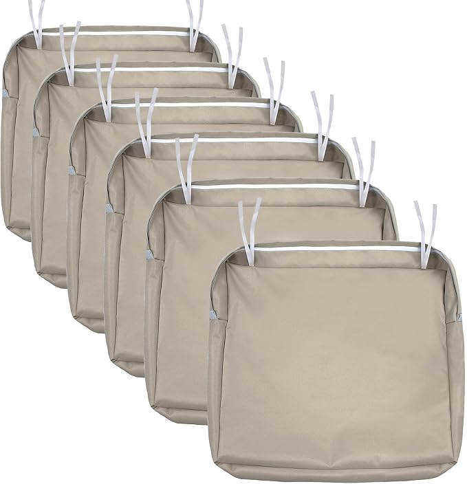 NettyPro Patio Chair Seat Cushion Covers Set 6, Waterproof Outdoor Furniture by NettyPro