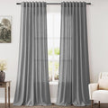 Dark Grey Linen Curtains 100 Inches Long by Nanspring