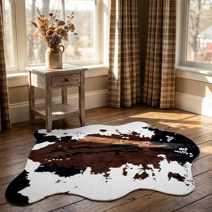 MustMat Faux Cowhide Rug 4'7''×5'3'' Cute and Soft Animal Print Area Rug - Image 8