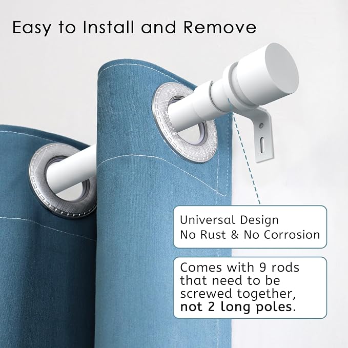 Byondeth Curtain Rods for Windows 16 to 144 Inches Adjustable Length 1 Inch - Image 2