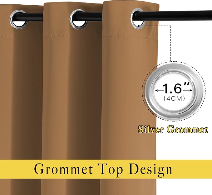 NICETOWN Gold Brown Curtains for Living Room, Grommet 50% Blackout Thermal - Image 2