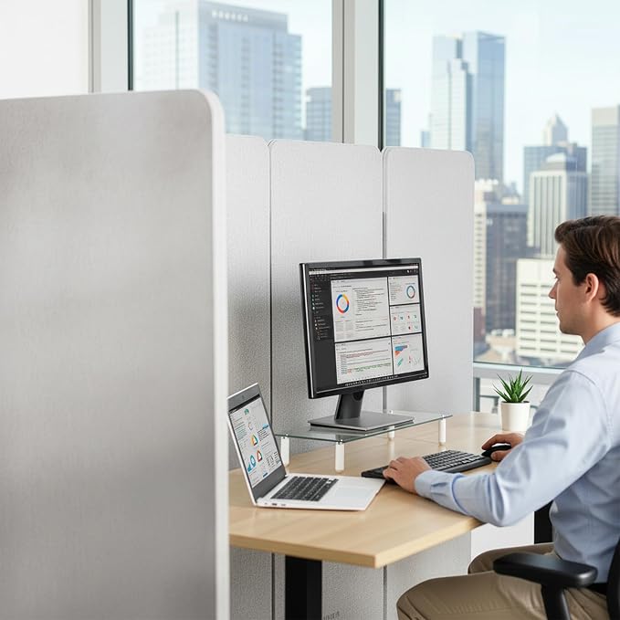 VIVO Freestanding 145 x 66 inch Privacy Panel System, Cubicle Divider, Acoustic - Image 9