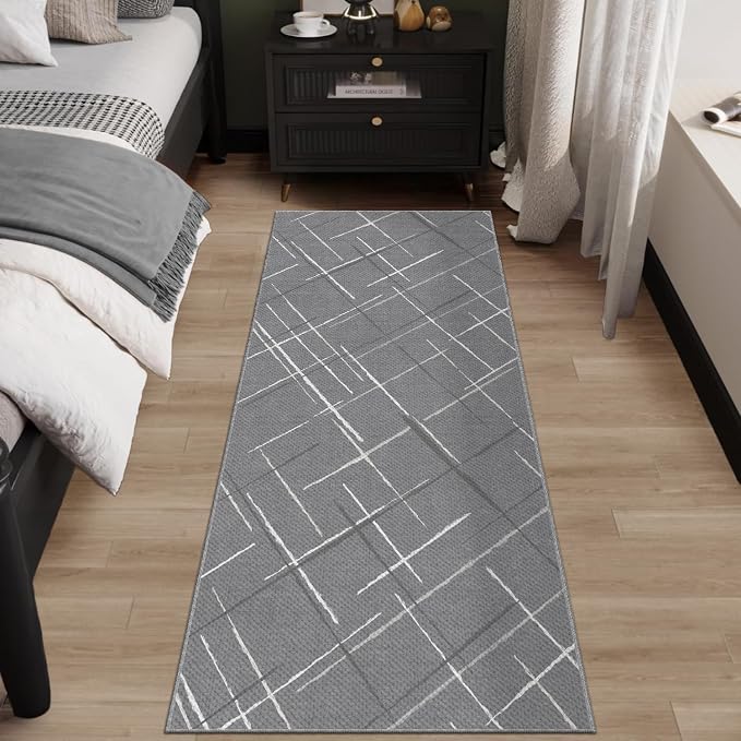 Modern Line Washable Runner Rug 2x6, Woven Non-Shedding Thin Runners - Image 8