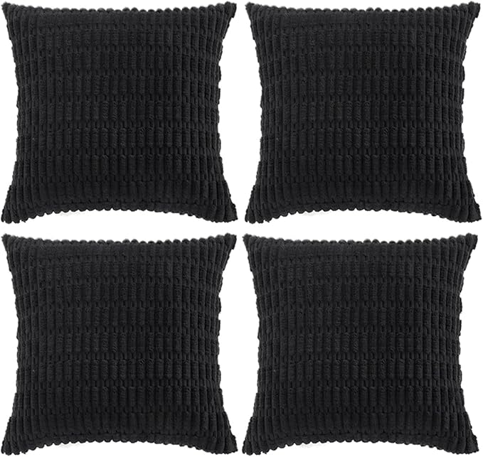 Fancy Homi 4 Packs Boho Black Decorative Throw Pillow Covers 14x14 Inch by Fancy+Homi