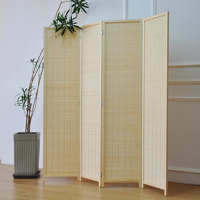 Furnnylane 4 Panel Bamboo Room Divider by Furnnylane